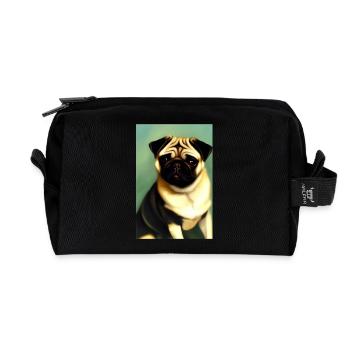 Mops Hund - Recycelte Kulturtasche - Schwarz - Vorne