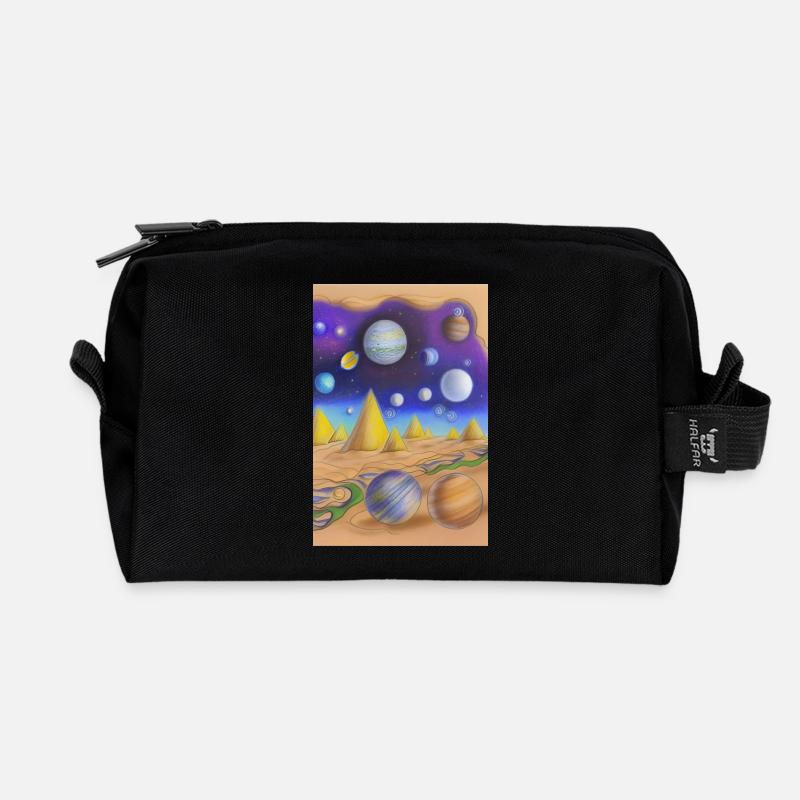 Weltall und Planeten - Recycelte Kulturtasche - Schwarz