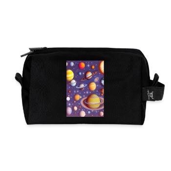 Espace et planètes - Trousse de toilette en tissu recyclé - noir - Devant