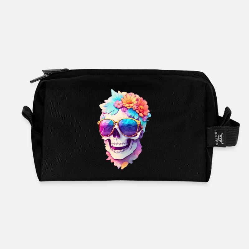 Totenkopf - Recycelte Kulturtasche - Schwarz