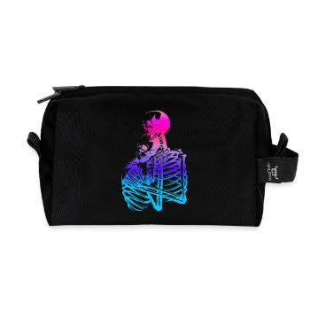 skull skeleton death halloween horror black dead - Recycled Toiletry Zip Bag - black - Front