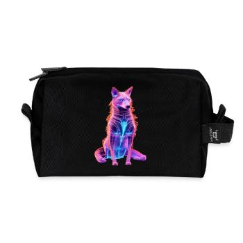 Neon Cyberwolf Art Design - Recycled Toiletry Zip Bag - black - Front