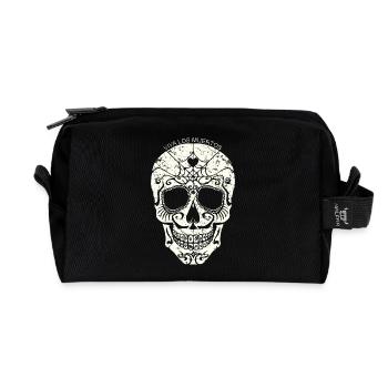Dia de los Muertos Halloween Day of the Dead Skull - Recycled Toiletry Zip Bag - black - Front