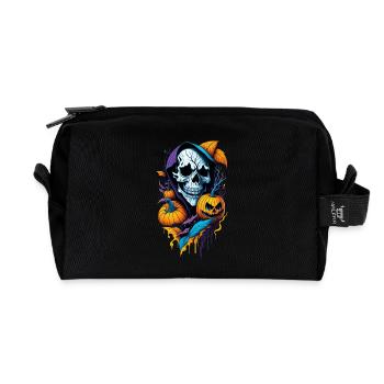 Halloween Skull - Recycled Toiletry Zip Bag - black - Front