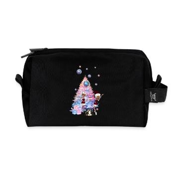 Cute Elves Celebrate the Christmas Season - Recycled Toiletry Zip Bag - black - Front
