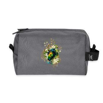 Wunderschönes buntes Pferd mit Blumen, - Recycelte Kulturtasche - Anthrazit - Vorne