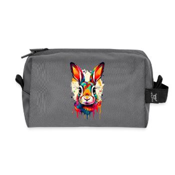 Hare Colorful - Hare Multicolored - Leporidae Rabbit - Recycled Toiletry Zip Bag - anthracite - Front
