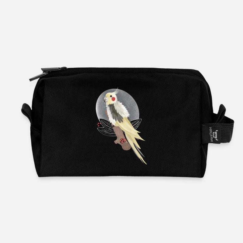 Nymphensittich Kakadu Illustration - Recycelte Kulturtasche - Schwarz
