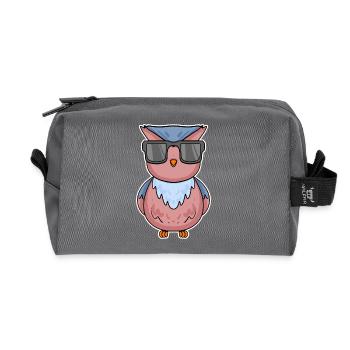 Hibou avec des lunettes - Trousse de toilette en tissu recyclé - anthracite - Devant