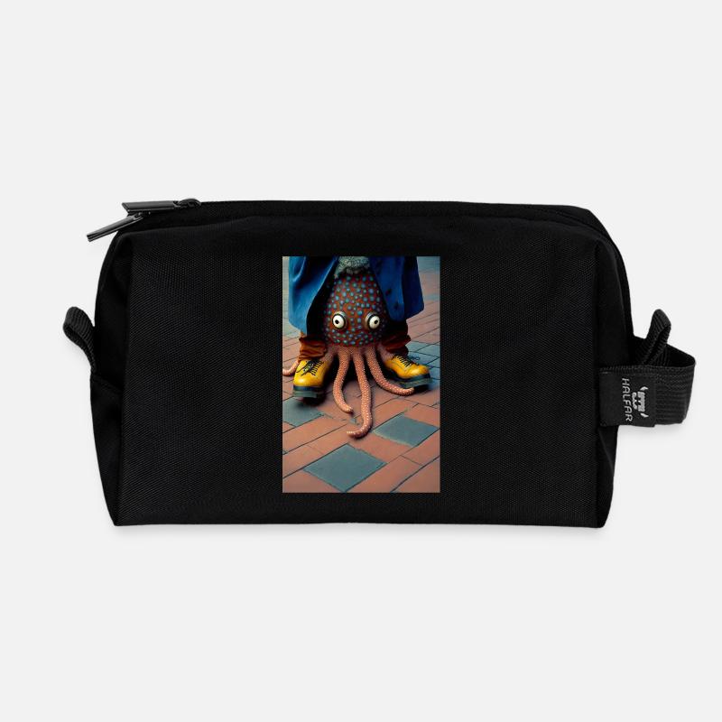 Anthropomorphic 07 - Recycled Toiletry Zip Bag - black