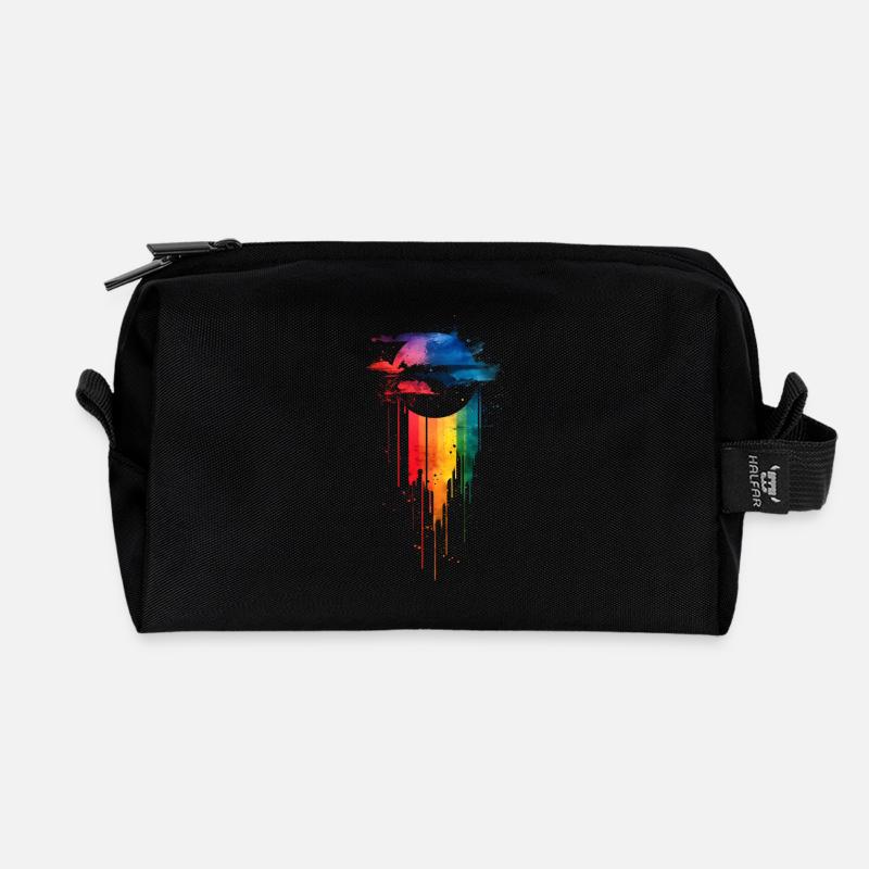 Subtil et cool Dripping Pride drapeau arc en ciel Design - Trousse de toilette en tissu recyclé - noir