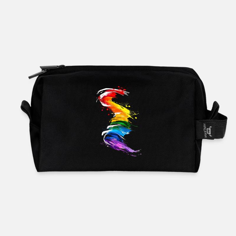 Abstraktes Regenbogen Pride Tornado Design - Lebendig - Recycelte Kulturtasche - Schwarz