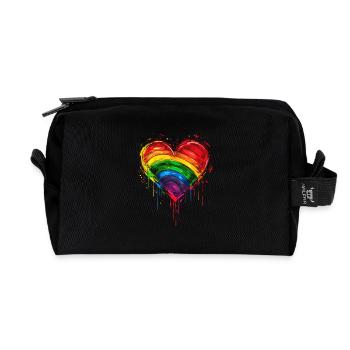 Abstraktes Regenbogenherz mit Tintenspritzern - Pride - Recycelte Kulturtasche - Schwarz - Vorne