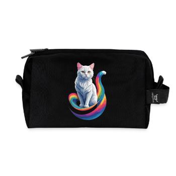 Cute Cat - Recycled Toiletry Zip Bag - black - Front