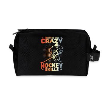 Kleiner Eishockeyspieler - Recycelte Kulturtasche - Schwarz - Vorne