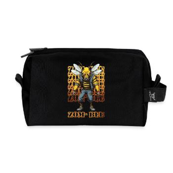 Creepy zombie bee - Recycled Toiletry Zip Bag - black - Front