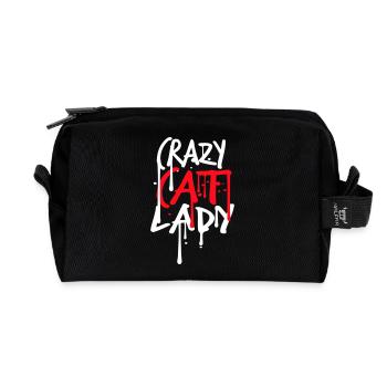 Crazy Cat Lady Text Wahnsinnige Frau Katzen Liebe - Recycelte Kulturtasche - Schwarz - Vorne