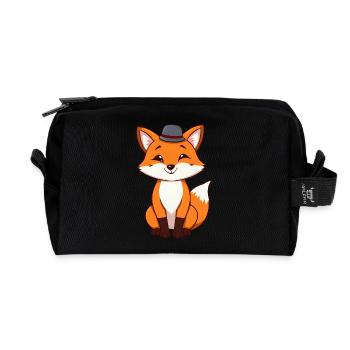 Cheeky Fox with Hat Waiting for Adventure - Recycled Toiletry Zip Bag - black - Front