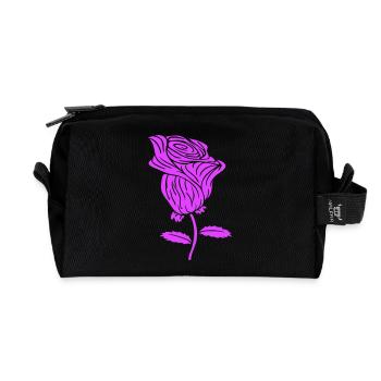 Jolie belle fleur de rose feuille roses romantique - Trousse de toilette en tissu recyclé - noir - Devant