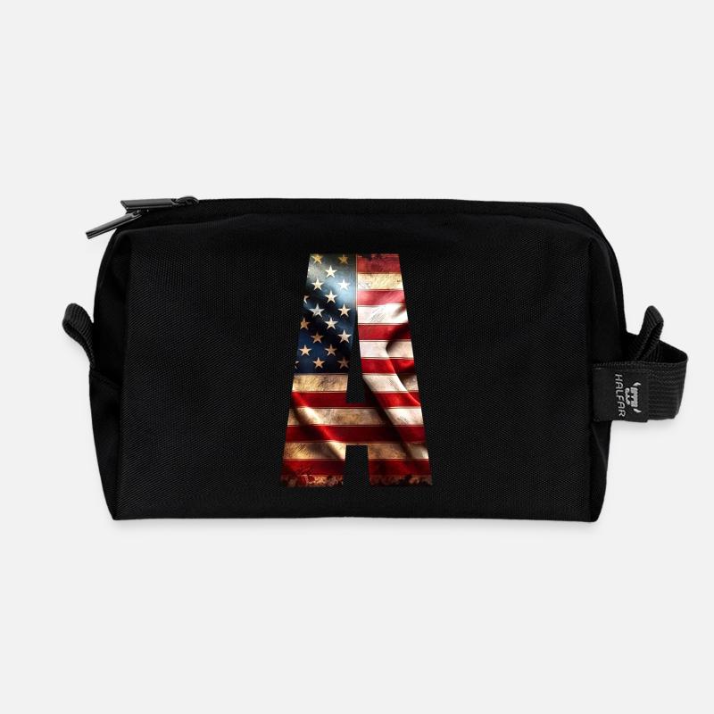Flagge Amerika - Recycelte Kulturtasche - Schwarz
