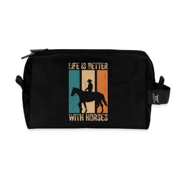 Les chevaux rendent la vie plus belle - Trousse de toilette en tissu recyclé - noir - Devant