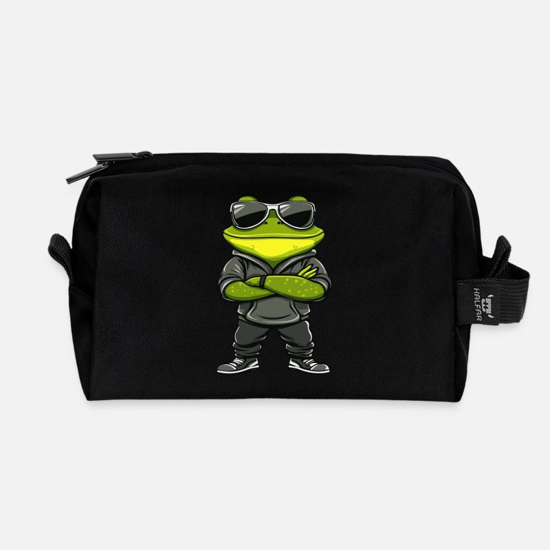 Frosch Comic Cool - Recycelte Kulturtasche - Schwarz
