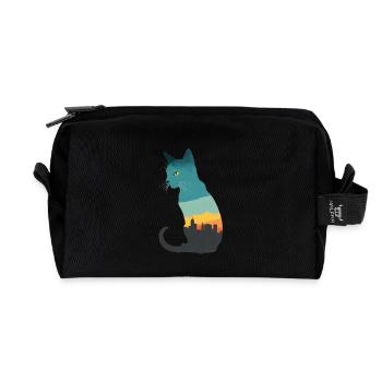 Silhouette d’un chat au flair urbain - Trousse de toilette en tissu recyclé - noir - Devant