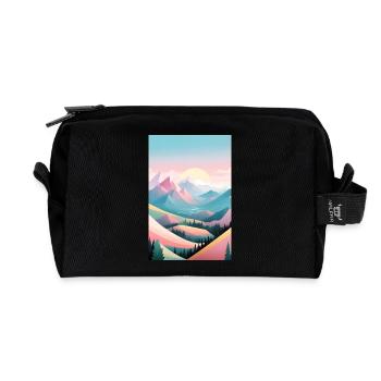 Mountain panorama in delicate colours - Horizont Berge - Recycled Toiletry Zip Bag - black - Front