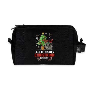 Schlaf Bis Das Christkind Kommt Hamster - Recycelte Kulturtasche - Schwarz - Vorne