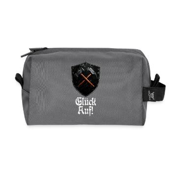 Bonne chance sur le logo minage mineur maillet et fer - Trousse de toilette en tissu recyclé - anthracite - Devant