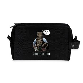 Traumhafter Waschbär, ziele auf den Mond! - Recycelte Kulturtasche - Schwarz - Vorne