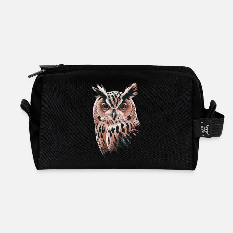 Niedliche Eule Vogel Federn Blumen Muster - Recycelte Kulturtasche - Schwarz
