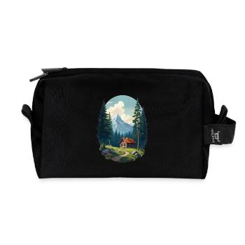 Cabane pixélisée dans les bois - Trousse de toilette en tissu recyclé - noir - Devant