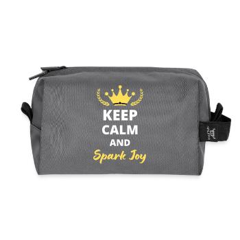 “Keep Calm and Spark Joy” - Positif et inspirant - Trousse de toilette en tissu recyclé - anthracite - Devant