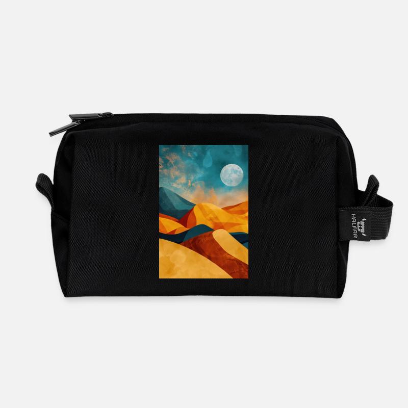 Wüstenlandschaft Illustration Poster - Recycelte Kulturtasche - Schwarz