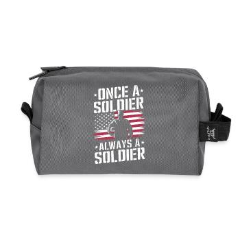 Veteran Military Soldier - Recycled Toiletry Zip Bag - anthracite - Front