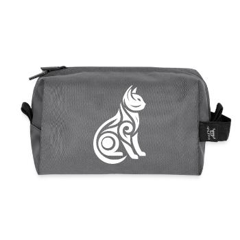 Tattoo Minimalist Line Art Cat - Recycled Toiletry Zip Bag - anthracite - Front