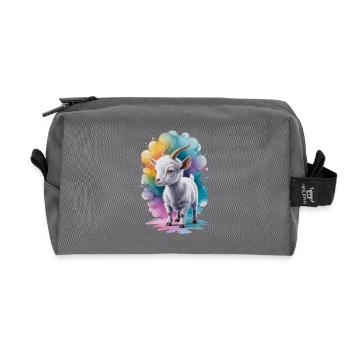 Colorful Baby Goat – Cute & Playful Design - Recycled Toiletry Zip Bag - anthracite - Front