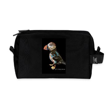Puffin puffin funny cute bird - Recycled Toiletry Zip Bag - black - Front