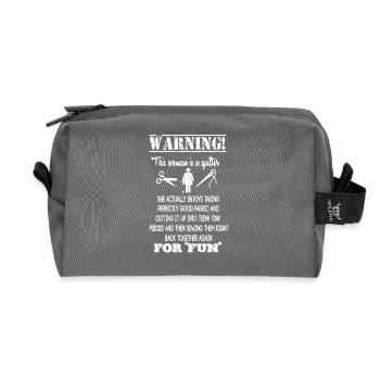 This Woman Is A Quilter - Recycled Toiletry Zip Bag - anthracite - Front