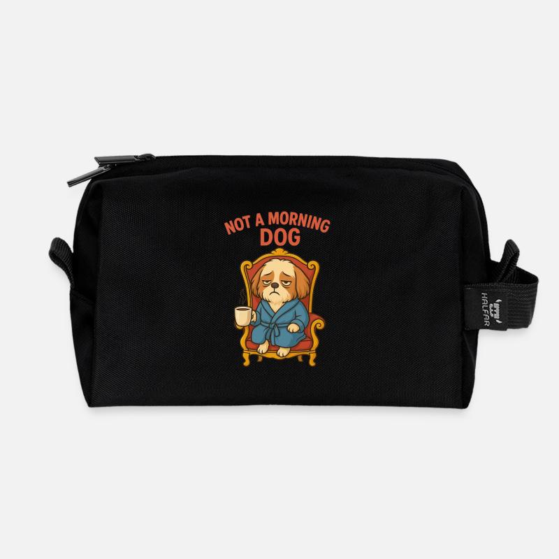 TinyPaws Fun Logo Not a morning dog - Recycelte Kulturtasche - Schwarz