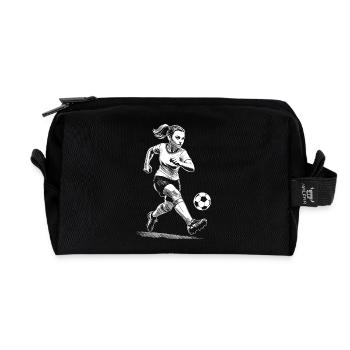 Frauenfußball Shirt Spieltag Spielfreude mit Ball - Recycelte Kulturtasche - Schwarz - Vorne