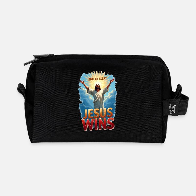 Spoiler Alert: Jesus gewinnt - Recycelte Kulturtasche - Schwarz
