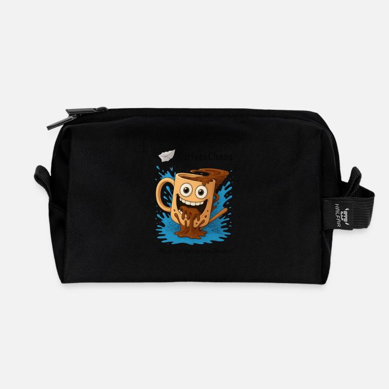 Coffee & Chaos - Recycled Toiletry Zip Bag - black