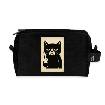 Grumpy Kitten - Recycled Toiletry Zip Bag - black - Front