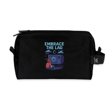 Retro Gaming T-Shirt – Embrace the Lag | Pixel-des - Recycled Toiletry Zip Bag - black - Front