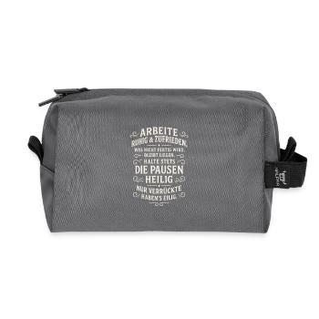 Funny Sayings Work Break Job Office - Recycled Toiletry Zip Bag - anthracite - Front