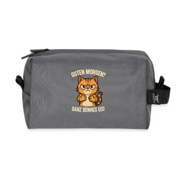 Good morning very thin cat funny - Recycled Toiletry Zip Bag - anthracite - Front
