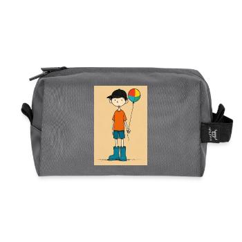 Little boy plays ball - Recycled Toiletry Zip Bag - anthracite - Front