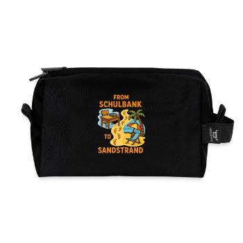 From Schulbank to Sandstrand - Recycelte Kulturtasche - Schwarz - Vorne
